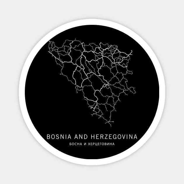 Bosnia and Herzegovina Road Map Magnet by ClarkStreetPress